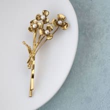 【獨家設計款】立體花束黃銅珍珠髮夾