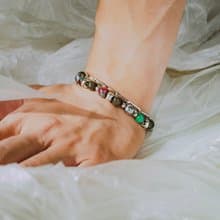 Unisex | 極晝系 - 霓 * 鈦赫茲 銀曜 紅綠寶 避邪除負能水晶手環