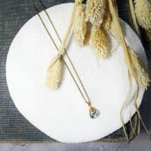 VIIART。灌木。Vintage綠髮晶古著金鎖骨項鍊