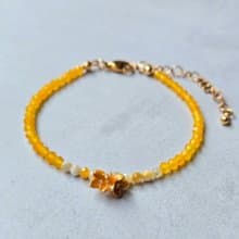 【日本製】金木犀モチーフ ブレスレット – イエローカルセドニー　グロシュラーガーネット