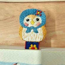 貓頭鷹刺繡書籤-藍頭巾