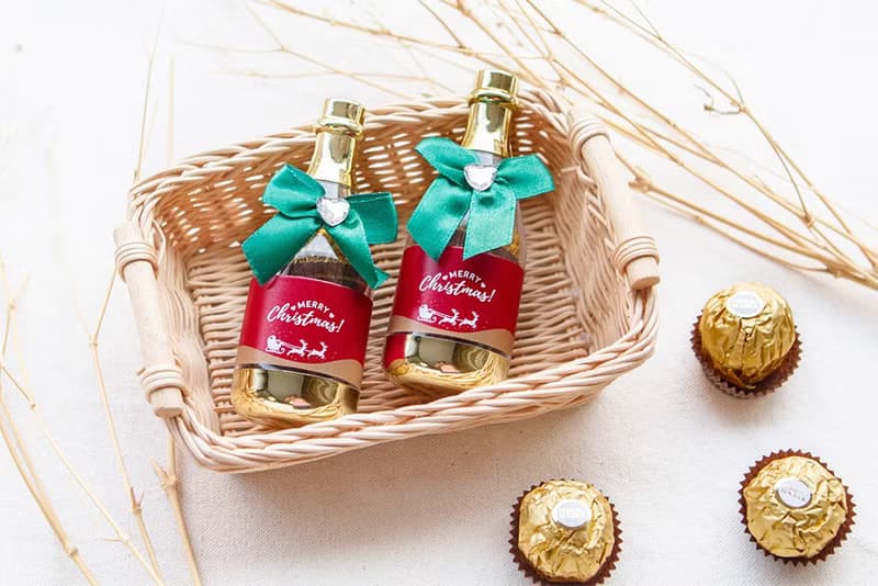 聖誕節禮物贈品 MerryChristmas香檳糖果瓶(金莎2顆入) 交換禮物