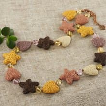 Orange Brown Yellow Beige Pink Lava Stone Star Heart Cookies Necklace Jewelry