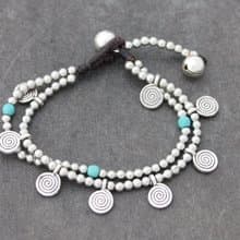 Turquoise Silver Spiral Dangling Charm Bracelets Woven