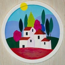 Italian stained house painting, wall panels, for home decor and gifts
