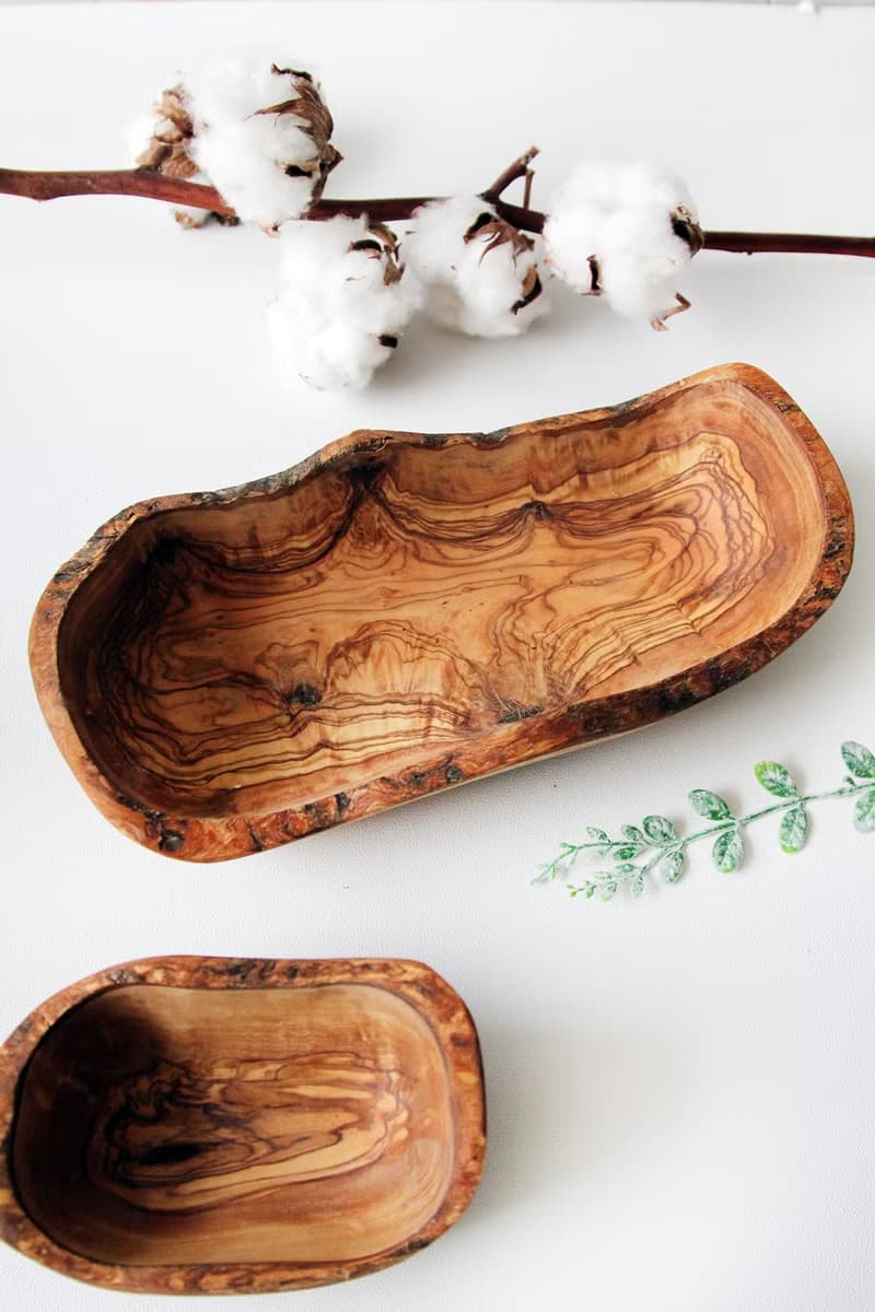 英國Naturally Med精品餐廚 橄欖木實木不規則質樸橢圓碗(大)