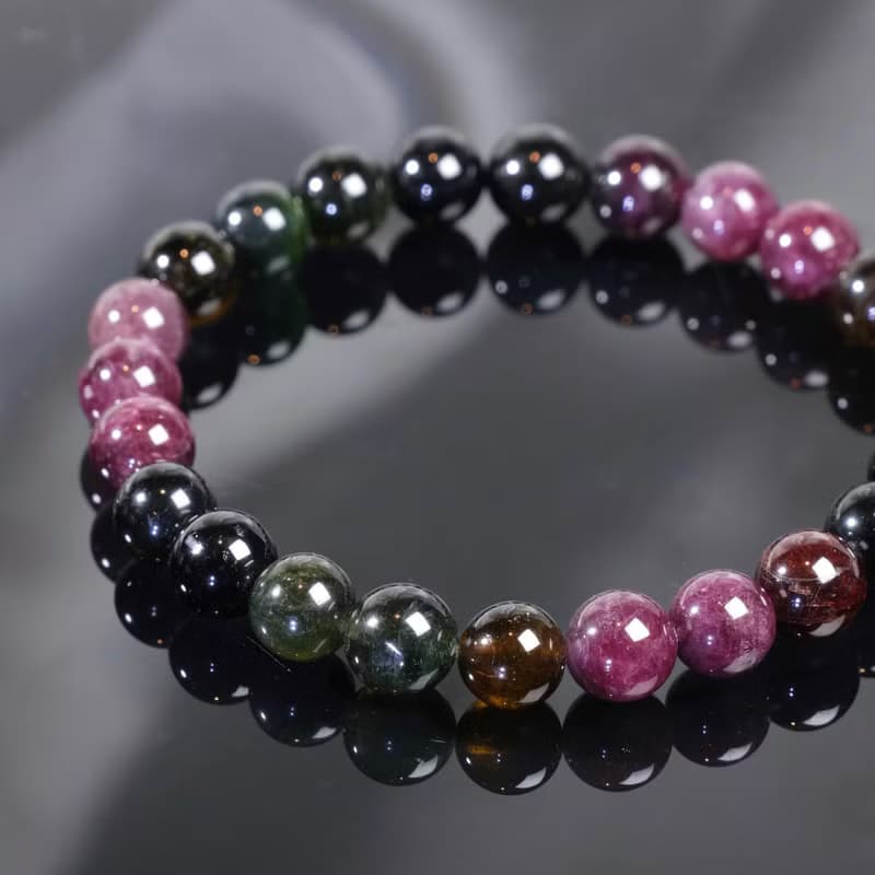 一圖一物│#533 7.5mm 黑玫瑰碧璽水晶手鍊 黑美人碧璽 開運飾品