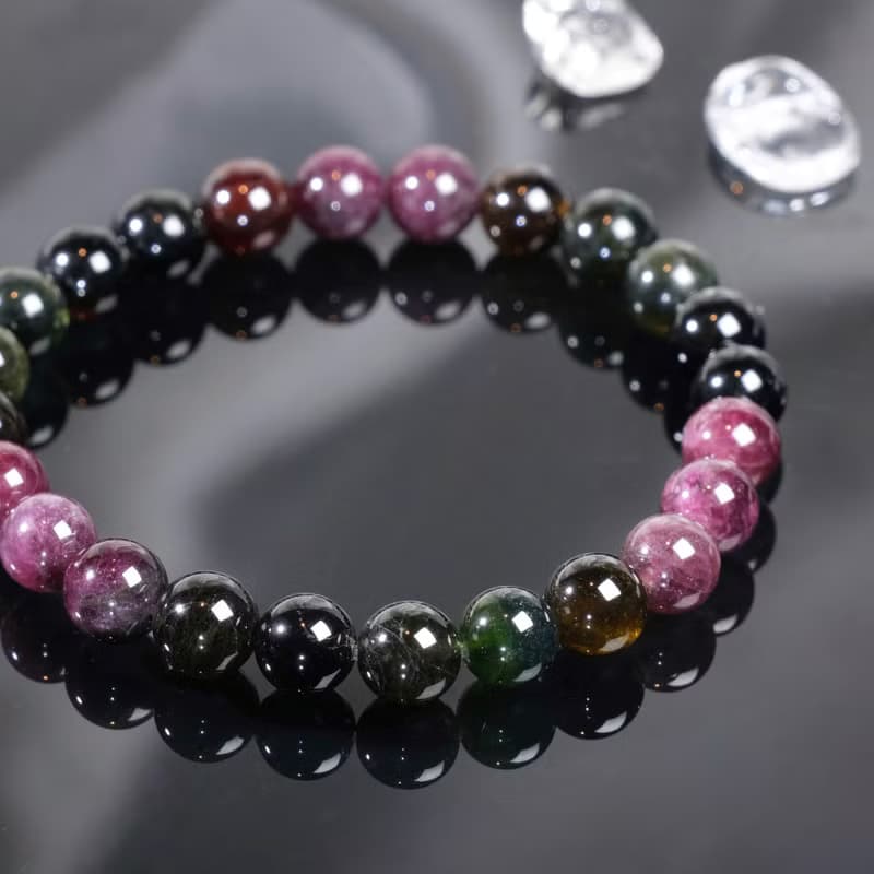 一圖一物│#533 7.5mm 黑玫瑰碧璽水晶手鍊 黑美人碧璽 開運飾品