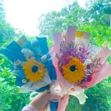 迷你粉藍太陽花花束