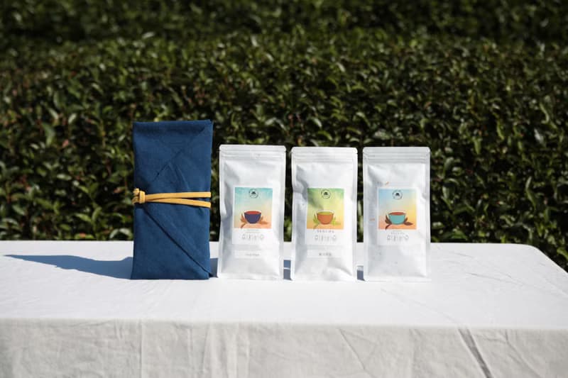 山岳民族レンテン族の布で包むギフトセット　お茶3種　初摘みほうじ茶・萎凋煎茶・和紅茶　　化学肥料・農薬不使用栽培