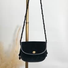 【 日本直送　名牌中古包 】CELINE セリーヌ ショルダーバッグ ブラック ブラゾン タッセル ベロア ミニバッグ vintage オールド 55w28w