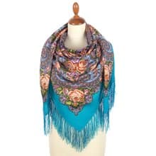 Pavlovo Posad Russian Shawl 100% Wool Scarf 125x125 cm Wrap Silk Fringe 2025-11