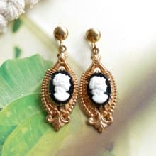 Vintage Jewelry 西洋古董飾品 CAMEO 典雅垂墜 栓式耳環