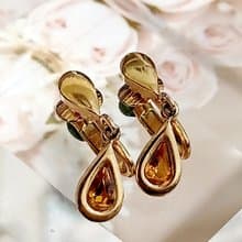 vintage jewelry  AVON  古董生日石系列 黃水晶 夾式耳環