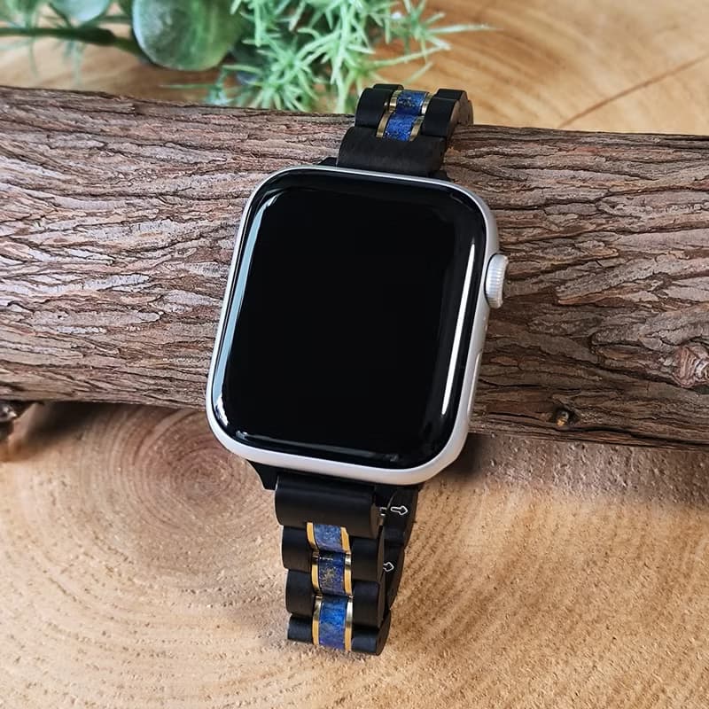 【木製バンド】EINBAND AppleWatch アップルウォッチ 天然木バンド 木のベルト 14mm【ラピスラズリ×サンダルウッド】