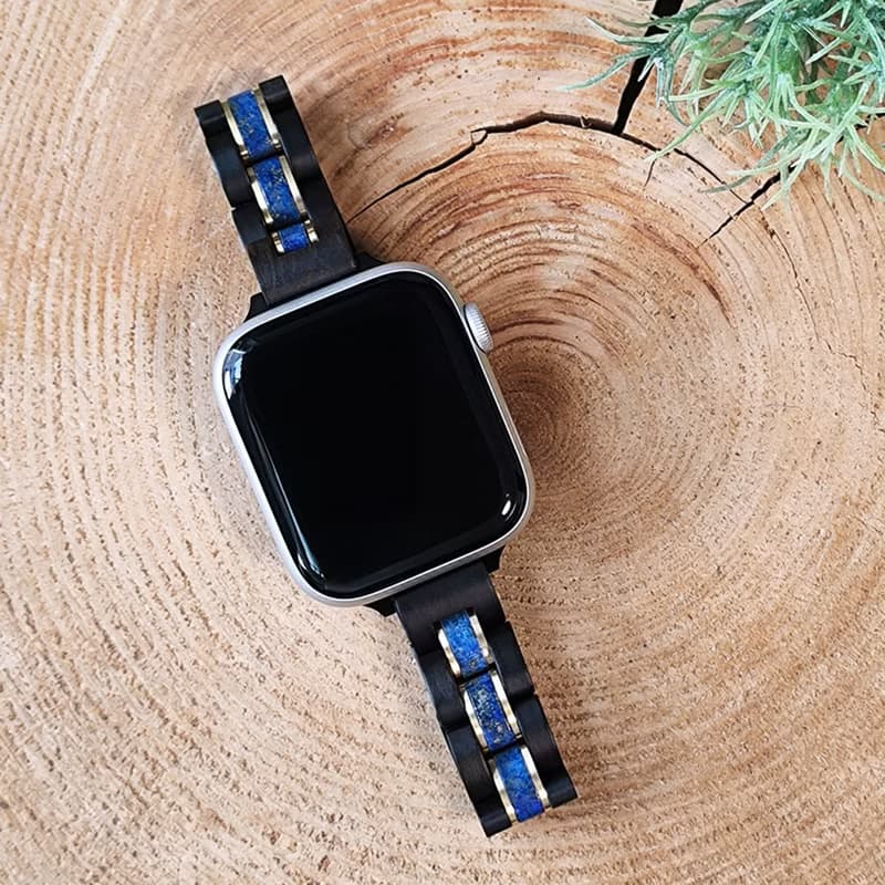 【木製バンド】EINBAND AppleWatch アップルウォッチ 天然木バンド 木のベルト 14mm【ラピスラズリ×サンダルウッド】