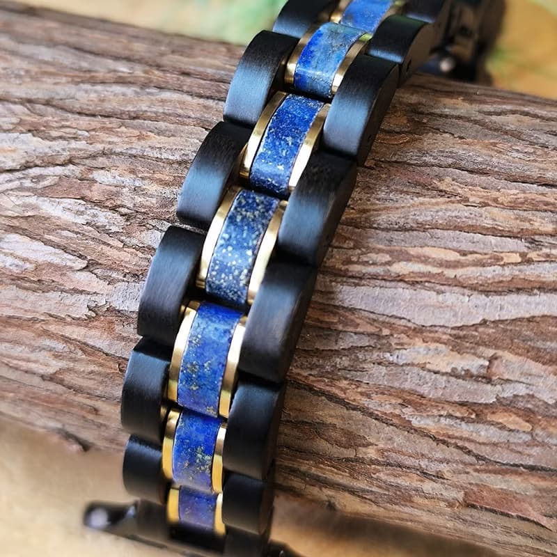【木製バンド】EINBAND AppleWatch アップルウォッチ 天然木バンド 木のベルト 14mm【ラピスラズリ×サンダルウッド】