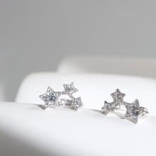 星聚。純銀鑲鑽耳環