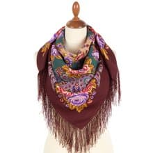 Authentic Pavlovo Posad Russian Shawl Scarf Soft 100% Wool 89x89 cm 2004-17