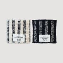 Cookies & Cream Stripe Jacquard Coaster – Double-sided | Black / White