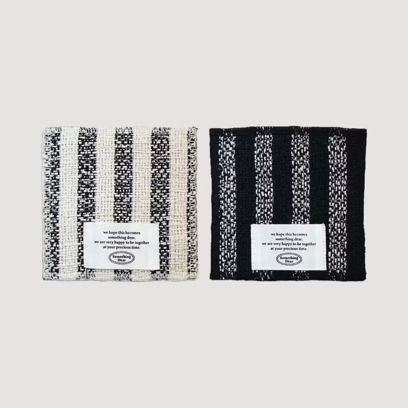 Cookies & Cream Stripe Jacquard Coaster – Double-sided | Black / White