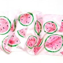 Hand painted silk scarf-Watermelon Juice.
