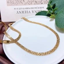 【西洋古董飾品】沙金箔金感個性柔軟古巴項鍊  交疊紋理 項鍊