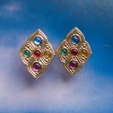 Vintage Jewelry 西洋古董飾品  典雅 多色 貼耳 針式耳環