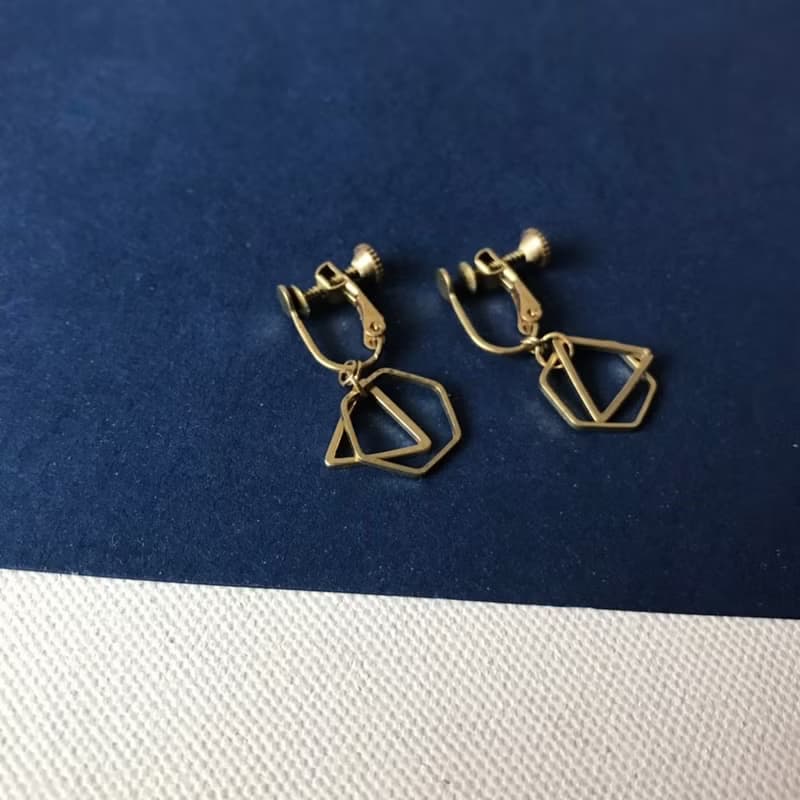 黃銅耳環_方圓之間(可改夾)