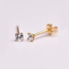 【Second Earrings】 18K 黃金海藍寶石耳環