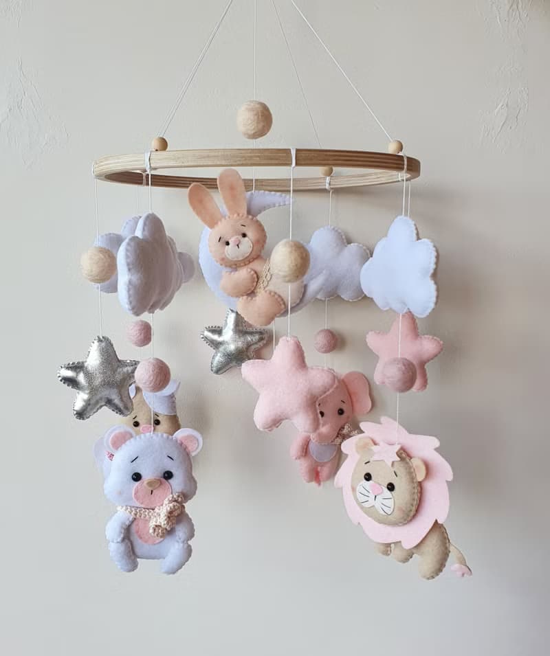 Baby mobile girl, baby shower gift, nursery decor, elephant mobile