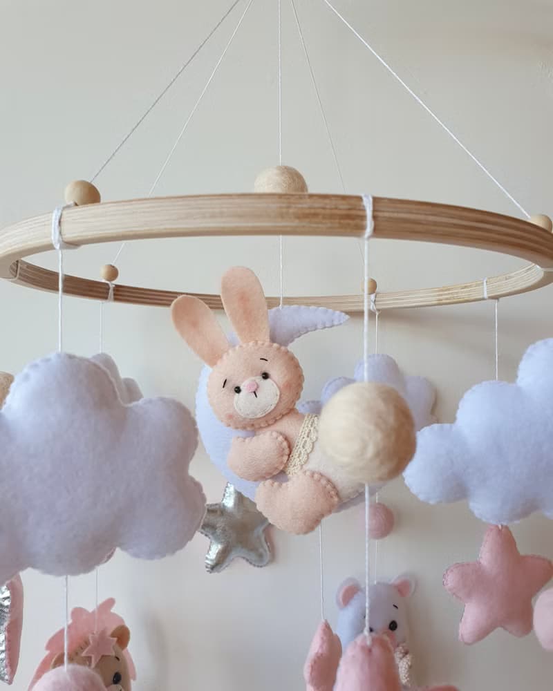 Baby mobile girl, baby shower gift, nursery decor, elephant mobile