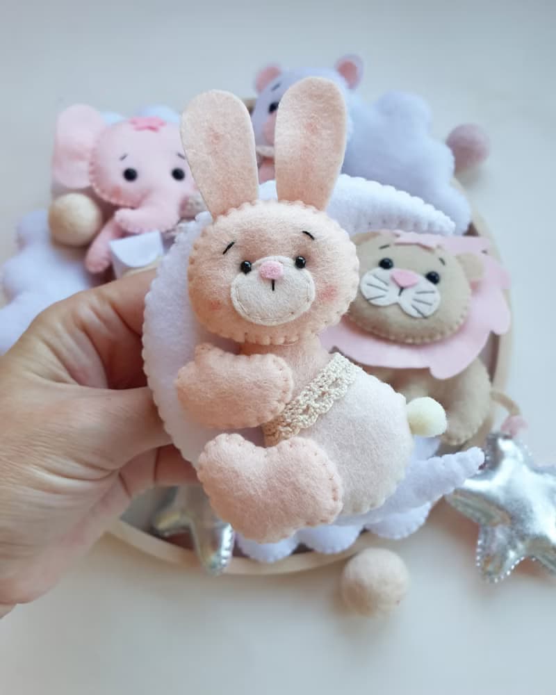 Baby mobile girl, baby shower gift, nursery decor, elephant mobile