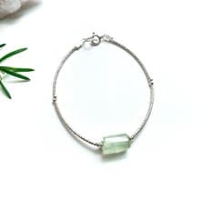 Ops Prehnite Sliver Bead -葡萄石/純銀/手鍊/禮物/銀管/淺綠色