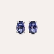 安珠 菫青石 藍色 橢圓 4*6mm 耳環 經典系列 Oval E 寶石銀飾 A