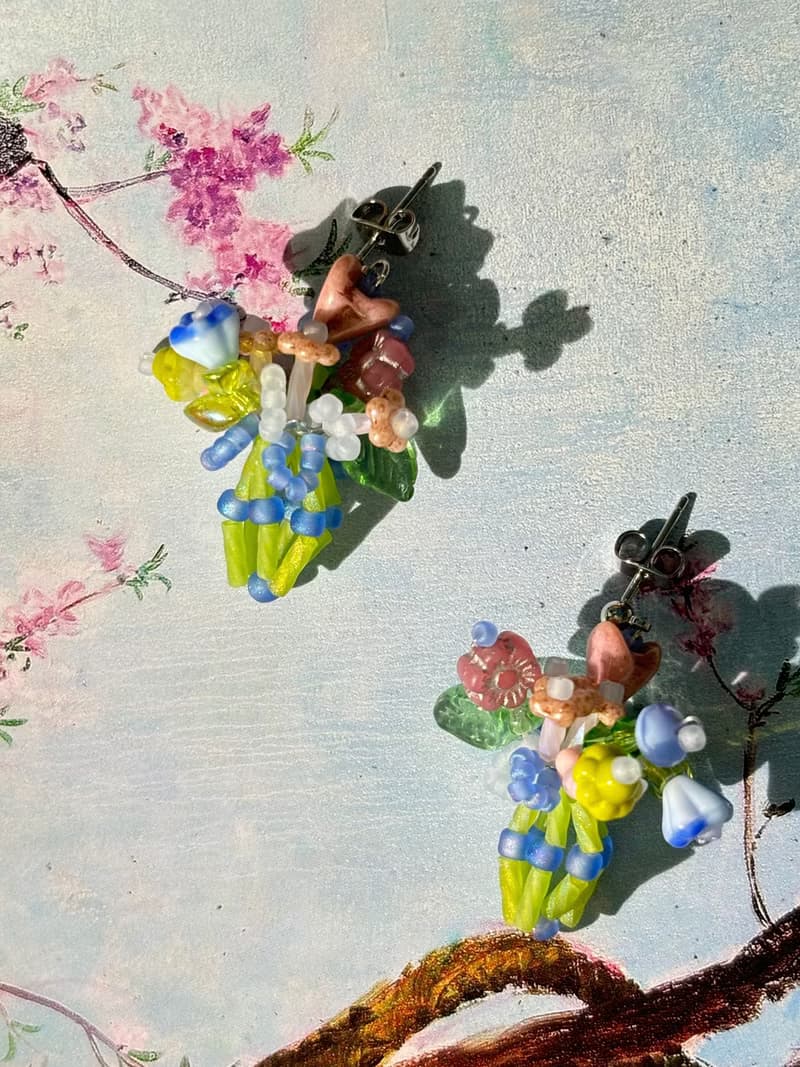 手作串珠耳飾 迷你花束耳釘 串珠花朵耳環