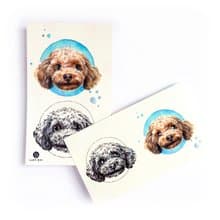 Poodle玩具紅貴賓犬迷你貴婦狗寵物手繪水彩動物刺青紋身貼紙文青