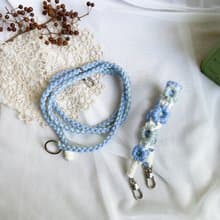 【好日手作】手工編織macrame 繽紛小花長短手機背繩組合禮物
