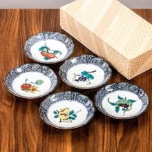日本進口九谷燒白雅果實畫風陶瓷小花邊盤甜品盤水果小吃碟小菜盤