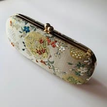 米色織錦緞繁花眼鏡盒/筆盒/首飾盒