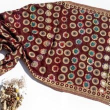 喀什米爾Cashmere/水煮羊毛披肩/針織圍巾/刺繡圍巾/羊絨披巾-圓