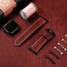 【歡慶週年慶】Pueblo磨砂皮applewatch真皮手縫錶帶-酒紅色