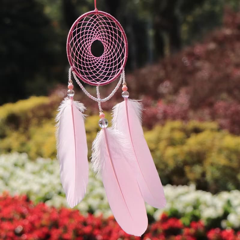 繁花盛開丨生日禮物 手工編織 捕夢網 Dreamcatcher丨掛飾-浪漫粉