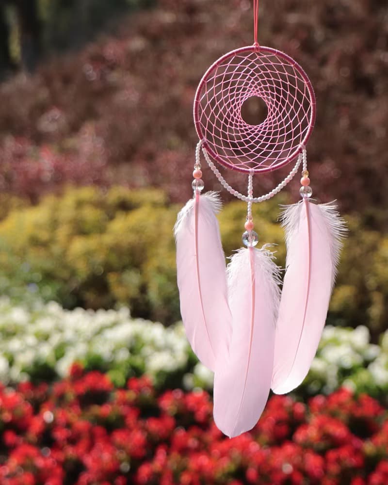 繁花盛開丨生日禮物 手工編織 捕夢網 Dreamcatcher丨掛飾-浪漫粉