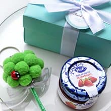Double Love Tiffany盒  藍蓋hero果醬+花椰菜鑰匙圈  小禮盒