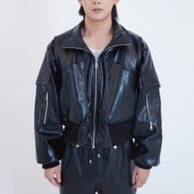 短版皮革飛行夾克