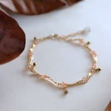 14KGF 桃月光石×灰月光石 秋天的光 天然石手鍊