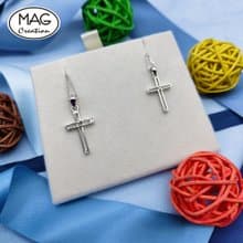 20周年組合-18K白金天然鑽石十字架吊墜連項鍊