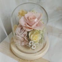 清新綠橙玻璃盅罩永生花結婚捧花永生乾燥花畢業謝師禮物生日畢業
