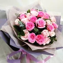情人節花束 粉玫瑰精緻花束 台北市區外送免運費典華優惠券